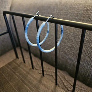 Boho blue ombre hoop earrings